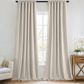 MIULEE 100% Blackout Back Tab Pleat Linen Curtains 50" Wx108 L, Thick Faux Linen by MIULEE