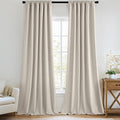 MIULEE 100% Blackout Back Tab Pleat Linen Curtains 50" Wx84 L, Thick Faux Linen by MIULEE