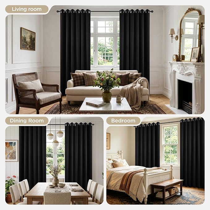 Joydeco Blackout Curtains for Bedroom 95 Inch, Noise Reducing Energy Saving - Image 4