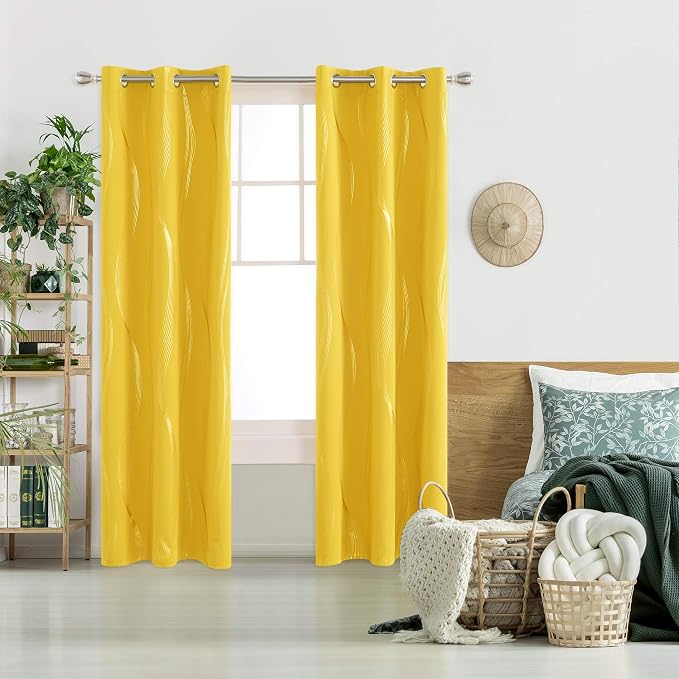 Deconovo Curtains for Living Room, Pattern Blackout Curtains 95 Inches Long | - Image 2