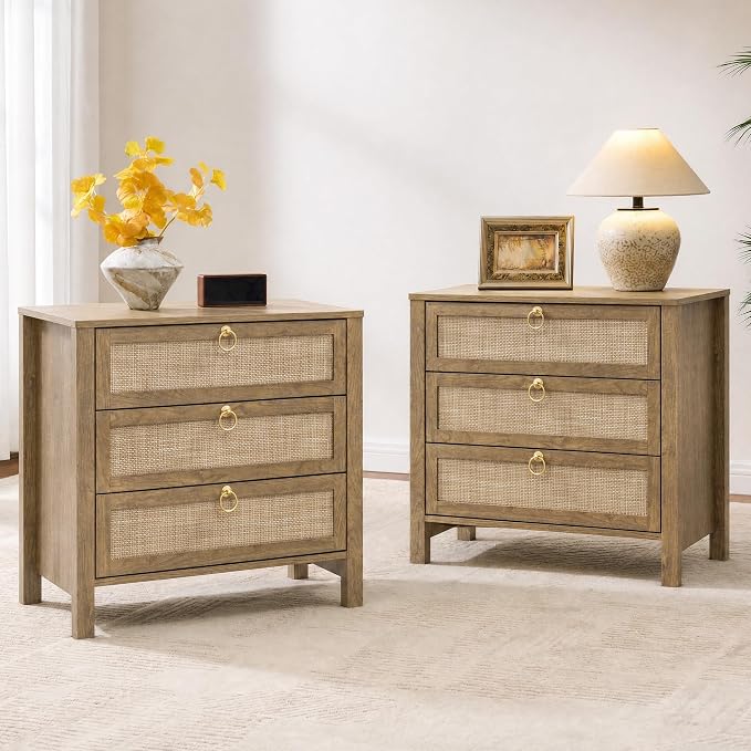 SICOTAS Rattan Nightstand Set of 2 by SICOTAS