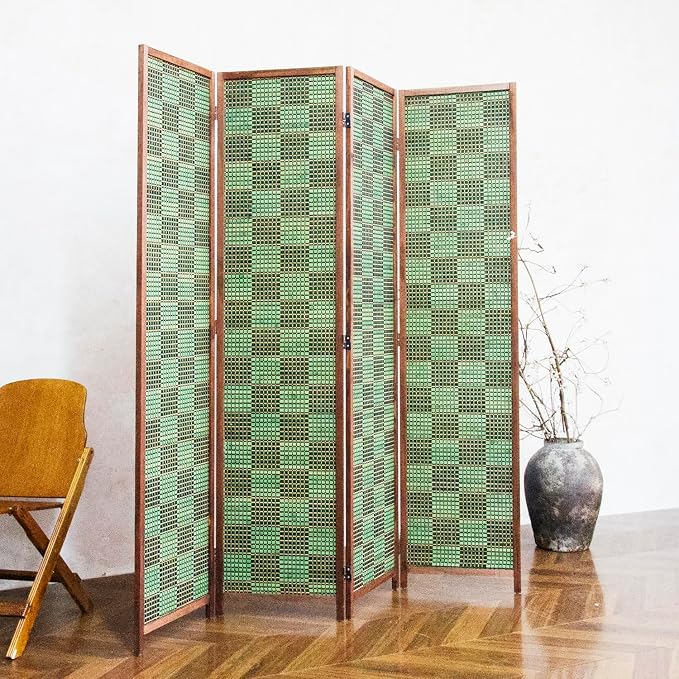 4 Panel Bamboo Room Divider, 5.6 ft Tall Double-Sided Folding Privacy Screen - Image 5