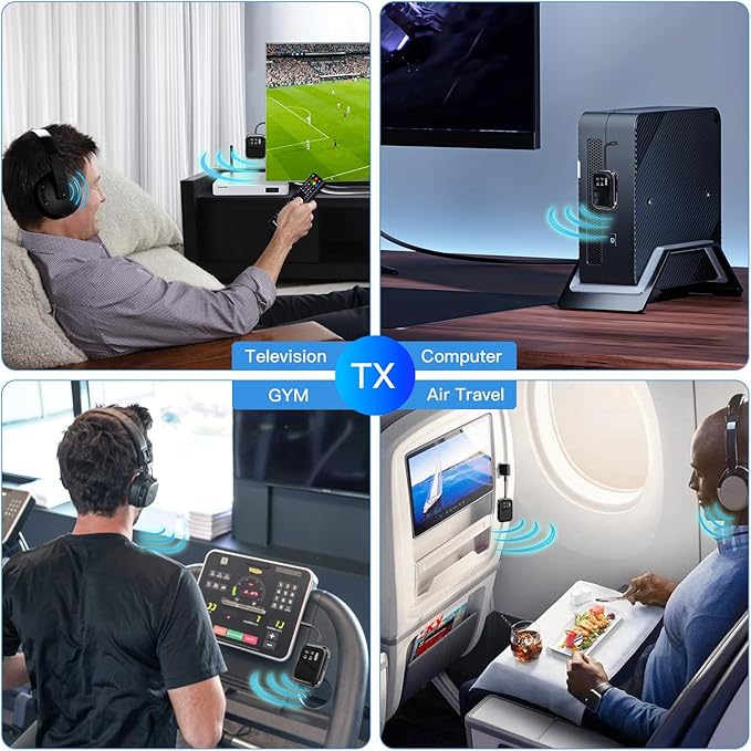 Bluetooth 5.4 Transmitter Receiver, Low-Latency for Gaming/TV/PC/Gym,2-in-1 Dual Mode for 2 Devices,Ideal for Airplane Travel, aptX Adaptive HD Audio, Wear-Resistant Ultra-Ceramic