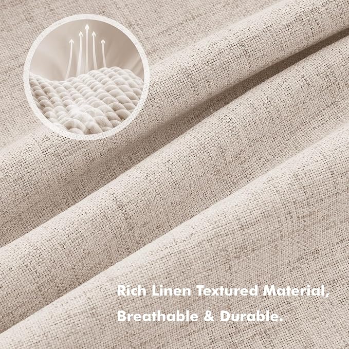 MIULEE 100% Blackout Linen Curtains 42 x 63 Inch Natural 2 Panels | Thermal - Image 3