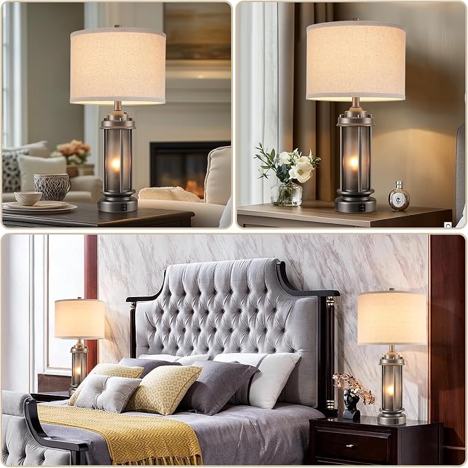 AIEAMPDO Set of 2 Farmhouse Bedroom Table Lamps - Image 3