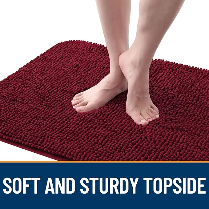 OLANLY Dog Door Mat for Muddy Paws 59x35, Absorbs Moisture and Dirt, Absorbent Non-Slip Washable Doormat, Quick Dry Chenille Mud Mat for Dogs, Entry Indoor Entryway Carpet for Inside Floor, Burgundy