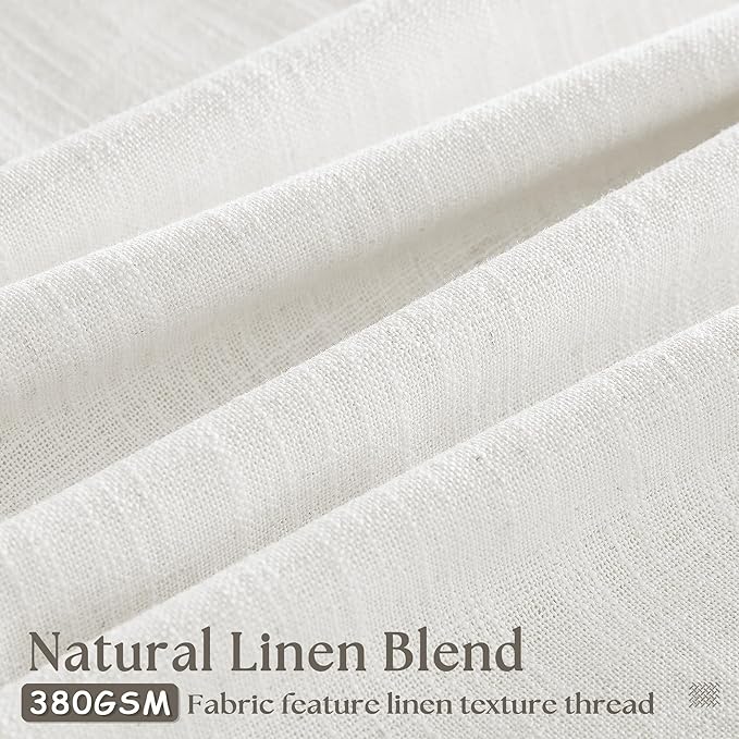Beige White 70 Inch Wide Curtains 96 Inches Long for Living Room Light Filtering Semi Sheer Farmhouse Pleated Curtain with Hooks Rings for Patio Sliding Door Dining Room Large Window 1 Panel 70x96