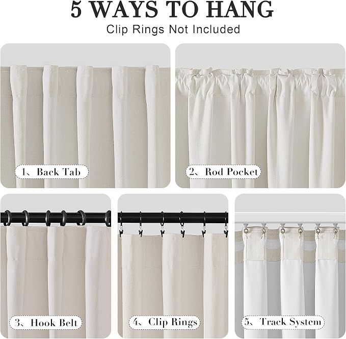 Joywell 100% Blackout Linen Curtains 72 Inches Long - Image 2