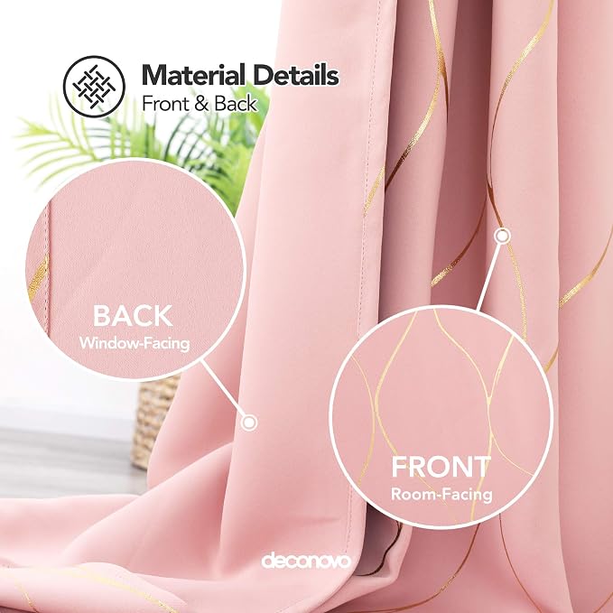 Deconovo Curtains for Living Room, Pattern Blackout Curtains 54 Inches Long | - Image 4