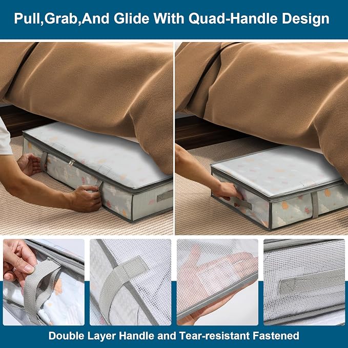 LANDNEOO 6 Pack Under Bed Storage Containers Bins, Humid-Proof Plastic Underbed - Image 4