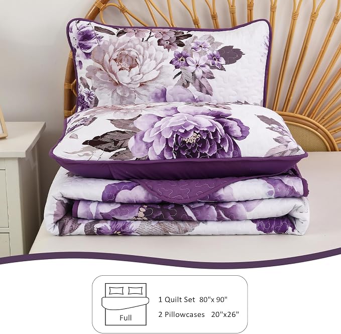 WONGS BEDDING Quilt Full Size, Soft Microfiber Lightweight Farmhouse Bed Cover - Image 7