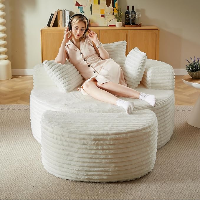 55'' Oversized Round Chair Lounge Chaise Indoor - Image 8