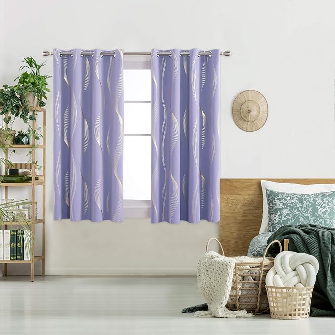 Deconovo Curtains for Living Room, Pattern Blackout Curtains 63 Inches Long | - Image 2