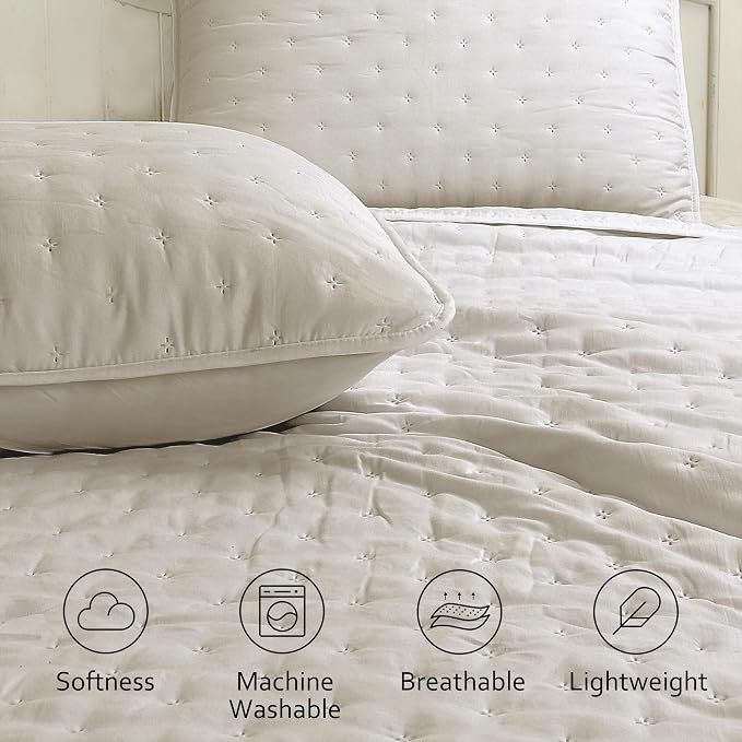 ROARINGWILD Beige Oversized California Cal King Size Quilt Bedding Set - Image 3