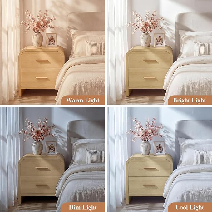 Night Stand 2-Drawer Nightstand 24" H Metal Handle Modern Sturdy Bedside Table - Image 7