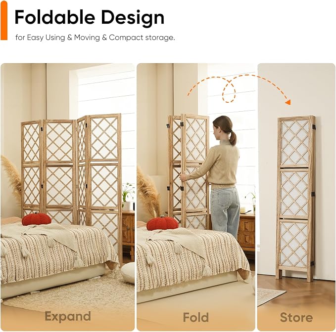Japanese Room Divider with Shelves, Shoji Screen Diamond Lattice Design - Image 6