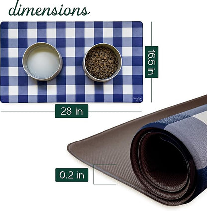 CROXTON & CO. Non-Slip Faux Leather Pet Feeding Mat for Dog Bowls | Large Bowl Mat for Food and Water | Durable, Easy-to-Clean Pet Food Mat for Floors | Size: 16.5"x18"
