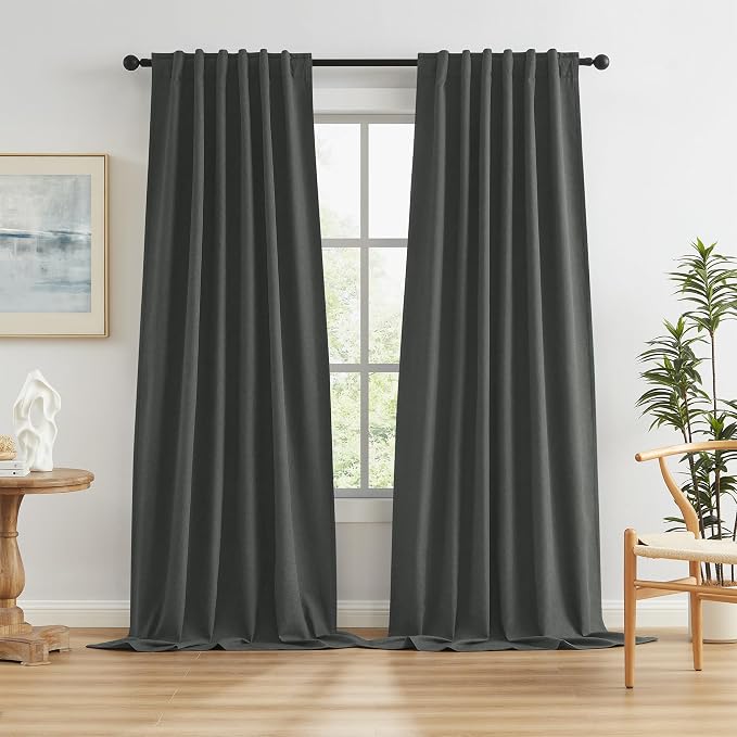 Blackout Curtains for Patio 120 Inch Length, Total Sun Blocking Full Light by KEQIAOSUOCAI