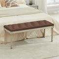 LOULENS 43.9" Linen End of Bed Bench, Vintage Bedroom Bench, Upholstered by LOULENS