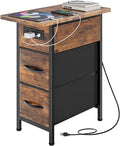 Huuger Narrow End Table with Charging Station, Side Table with 2 Drawers | Slim by Huuger