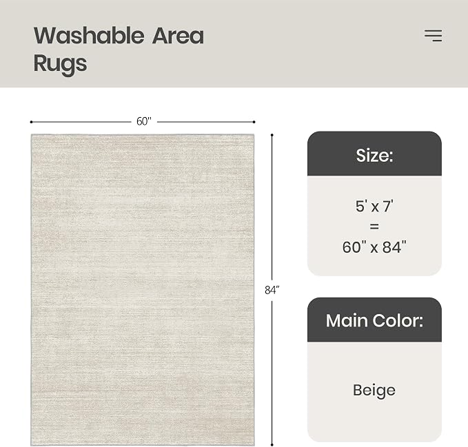 Washable Rugs 5x7, Non Slip Large Area Rugs - Image 2