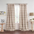 Grainger Buffalo Check Blackout Window Curtain, Linen by ElreneHomeFashions