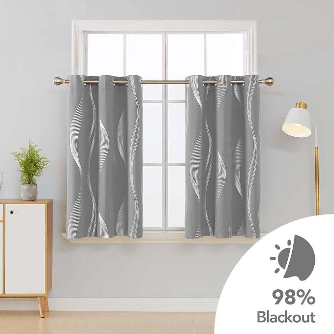 Deconovo Curtains for Living Room, Pattern Blackout Curtains 45 Inches Long | - Image 2