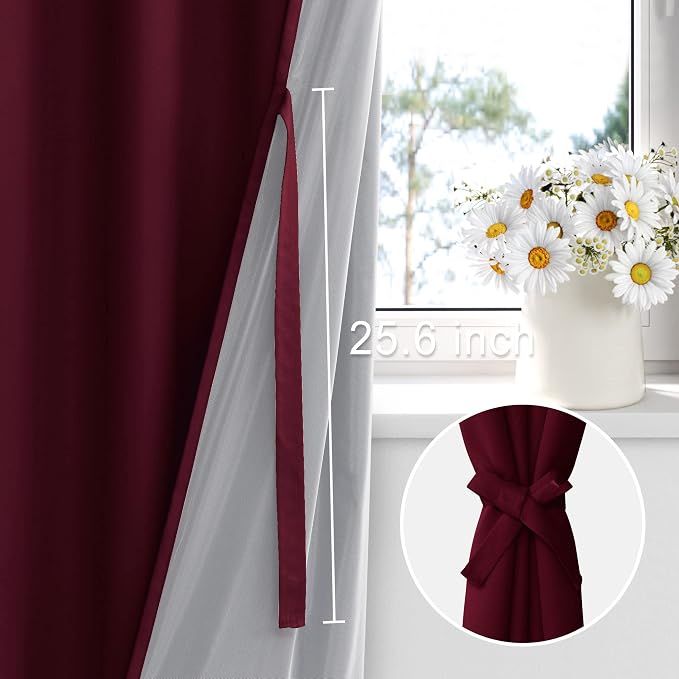 XWZO 100% Blackout Window Curtains- Thermal Insulated & Noise Reduction Black - Image 3
