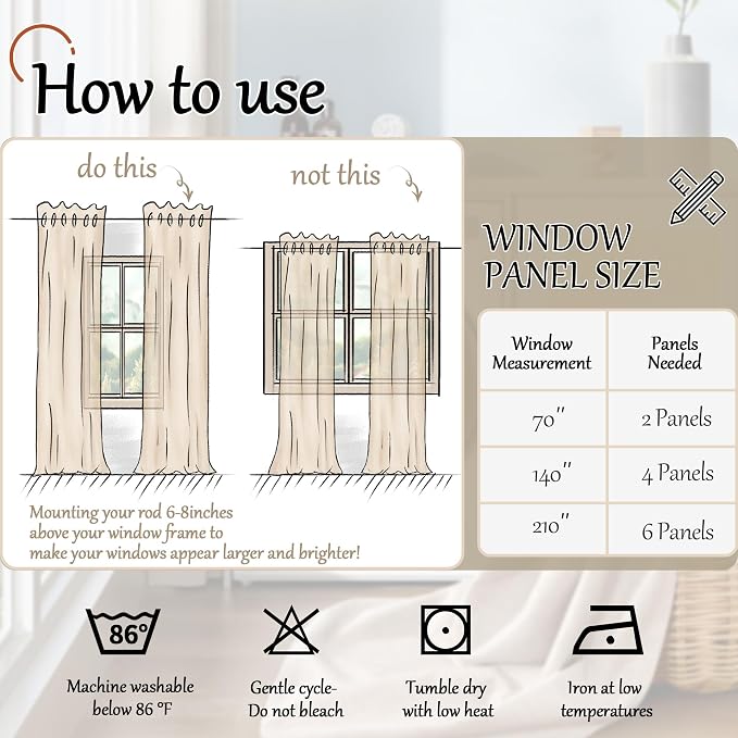 Short Cream Blackout Curtains 40 Inch Length Each 38 Wide 2 Panels | Thermal - Image 9