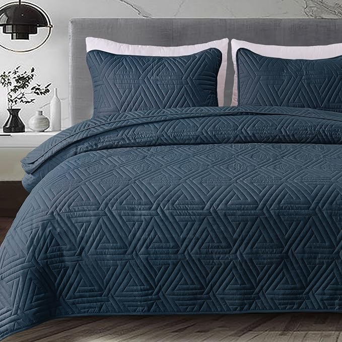 Whale Flotilla Soft Geometric Cal King Quilt Set by WHALEFLOTILLA