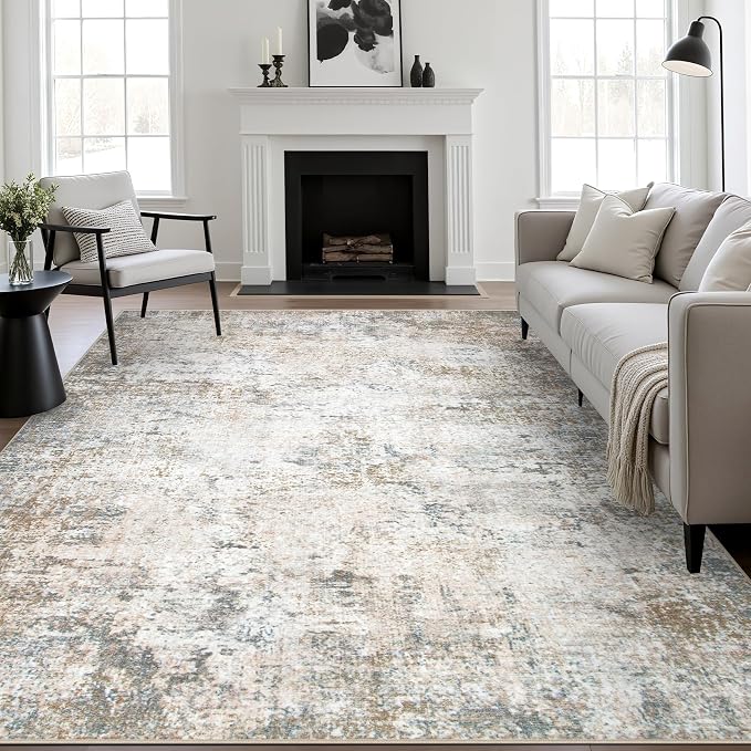 5x8 Area Rug Living Room: Modern Washable Indoor Soft Carpet Brown | by FXRHLP