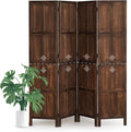 Wood 4 Panel Room Divider, 5.6Ft Detachable Folding Privacy Screen by AsNefeli