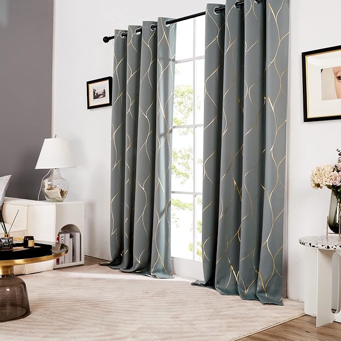 Deconovo Curtains for Living Room, Pattern Blackout Curtains 84 Inches Long | - Image 3
