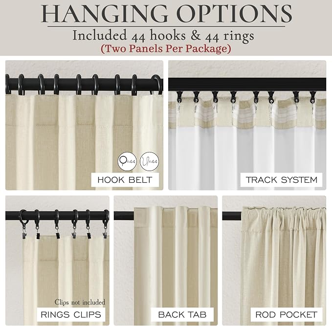 Cute Blackout Curtains 70 Inches Extra Wide Linen 96 Inch Length - Image 3