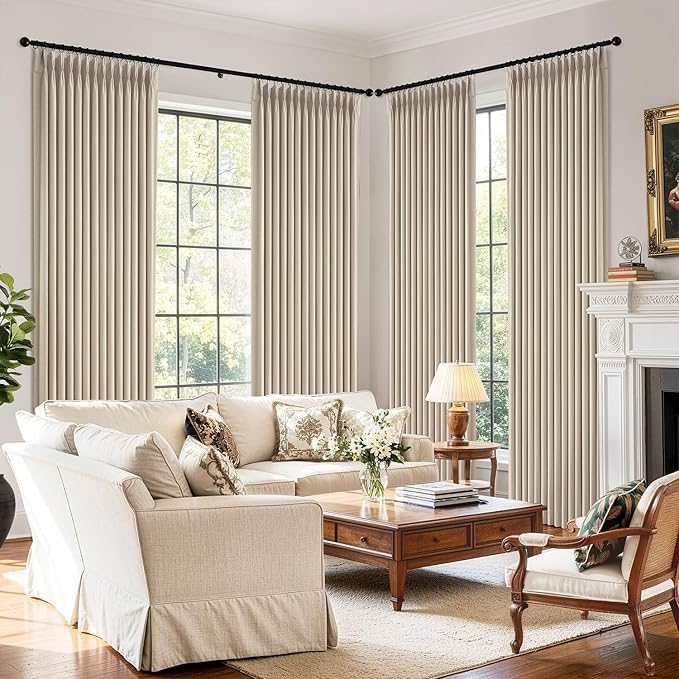 MIULEE Pinch Pleated 100% Blackout Curtains 40"x90" Natural 4 Panels Set | - Image 6