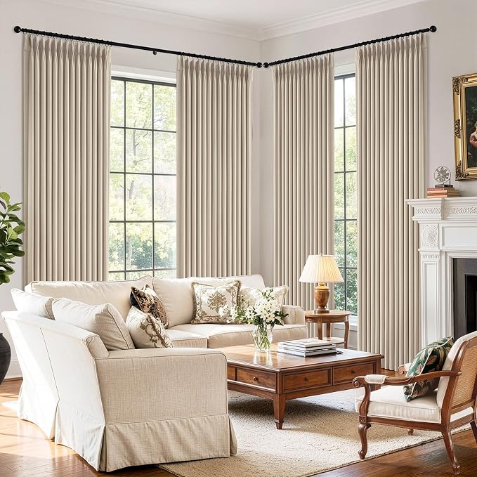 MIULEE Pinch Pleated 100% Blackout Curtains 40"x102" Natural 4 Panels Set | - Image 6