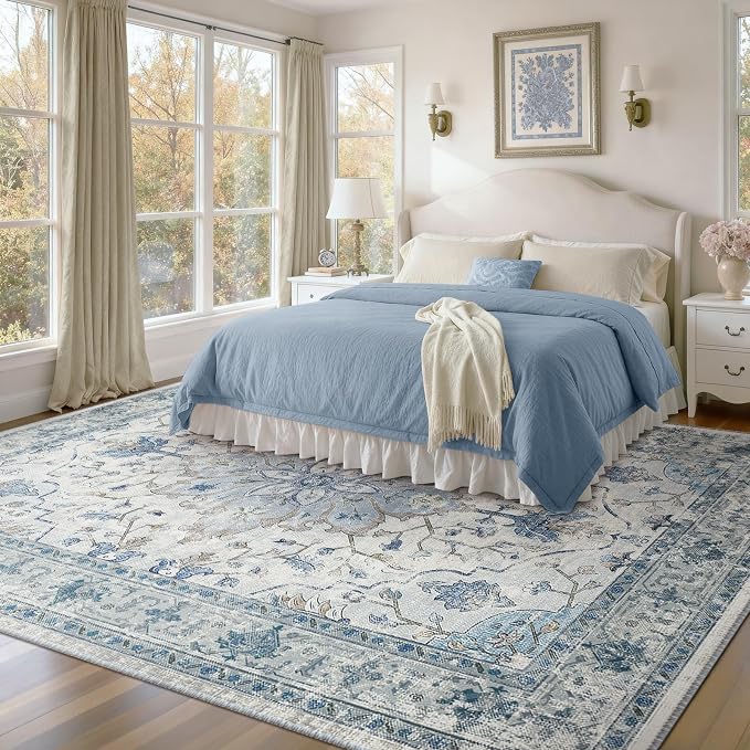 RELEANY Washable Area Rug, Water Repellent, Pet Friendly, Vintage Floral Boho - Image 3