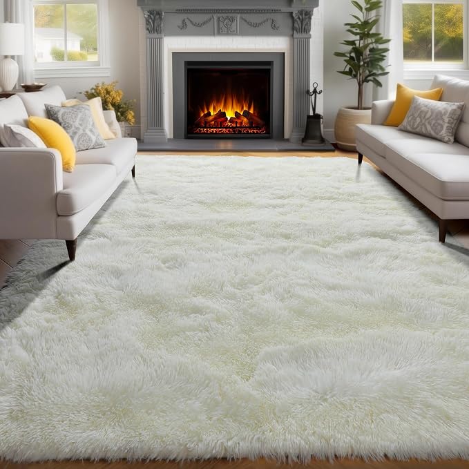 White Fluffy Shag Washable Area Rugs - Image 8