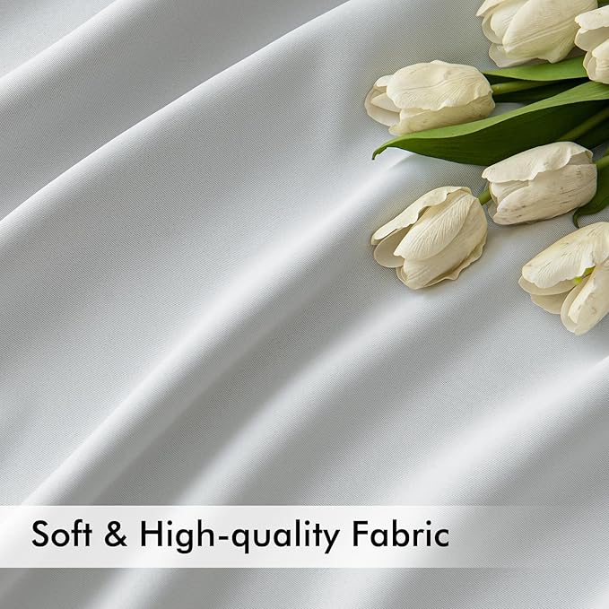 MIULEE Greyish White Back Tab Blackout Curtains 52x120 Inch Long 2 Panels | Rod - Image 6
