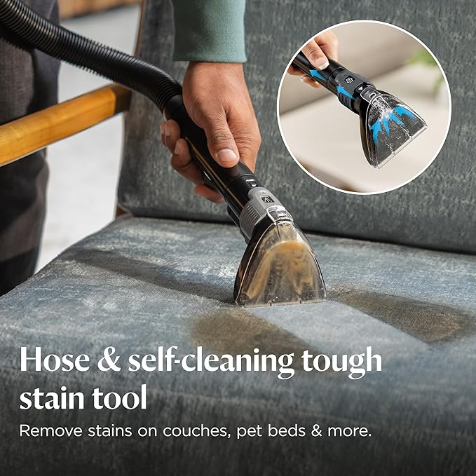 BISSELL Revolution HydroSteam Carpet Cleaner, Upright Deep Cleaner, HydroSteam Technology, 4-inch Self-Cleaning Tough Stain Tool & Formulas Included, 4123