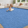 8x10 Area Rug for Living Room, Cobalt Blue Fluffy Shag Non-Slip Bedroom Rugs | by Unknown