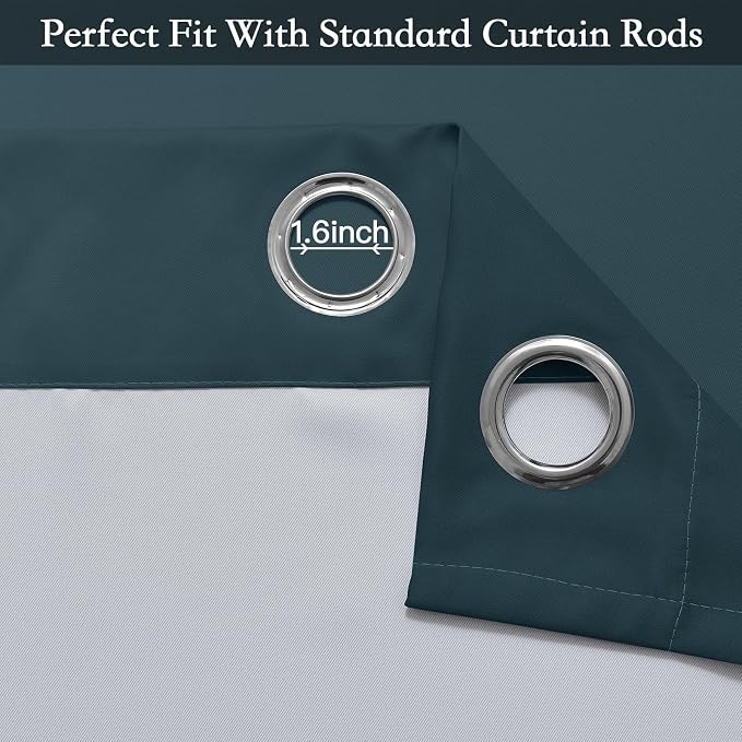 SimpleHome Ombre Stone Blue to Grey White Curtains - Image 4