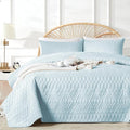 akkialla Full/Queen Size Quilt Bedding Set, Sky Blue Lightweight Microfiber by akkialla