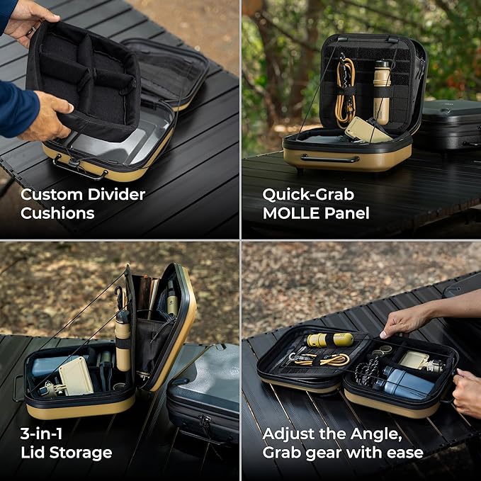 ELECOM NESTOUT Gear Storage Case, Lightweight Hard Shell, Water-Resistant, Stackable Organizer with Padded Dividers, Impact Resistant, Fits Travel Outdoor Batteries Tech Accessories