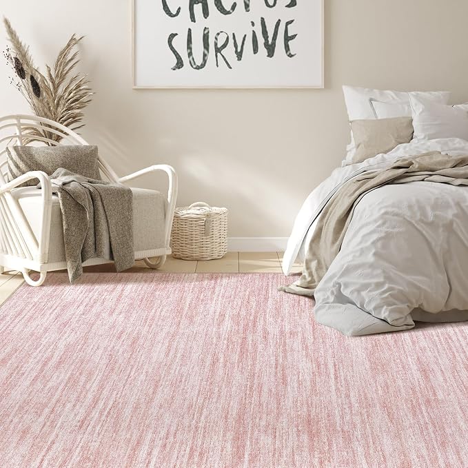 Nakagishi Boho 6x9 Area Rug Living Room Rugs Machine Washable Pink | Soft - Image 6