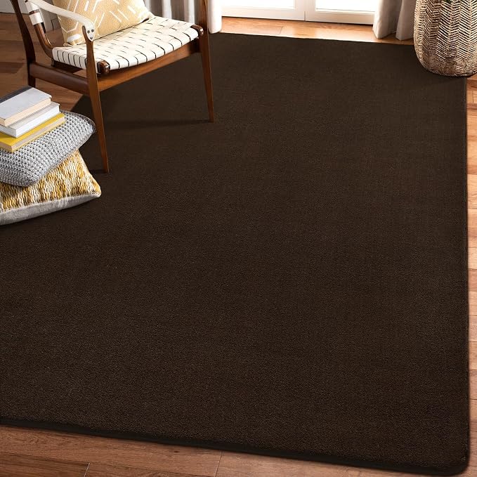 Modern Area Rugs for Bedroom Living Room, 4x6 Brown Memory Foam Rug | Thickened - Image 7