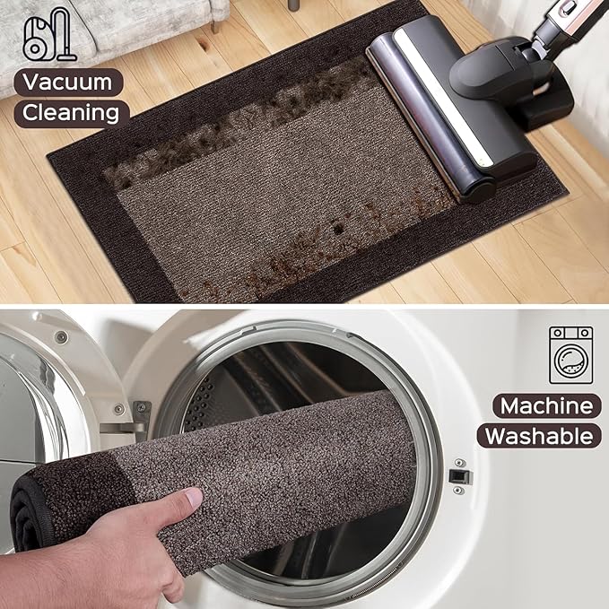Machine Washable Kitchen Rug 24" x 96", Non Slip Kitchen Mat for Floor, Absorbent Entrance Runner Rug for Bedroom, Hallway, Bathroom, Door (Roll Packing)