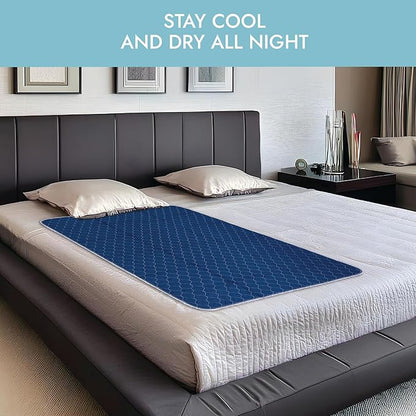 Premium Quality Bed Pad, Quilted, Waterproof, and Washable, 34" x 52" The Best Underpad Sheet Protector for Children or Adults with Incontinence (Dark Navy 34”x52” (300 Washes)
