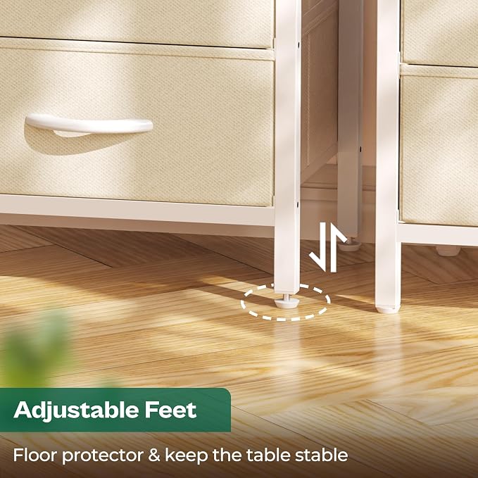Huuger Nightstand with Charging Station, Side Table with Fabric Drawers | End - Image 7