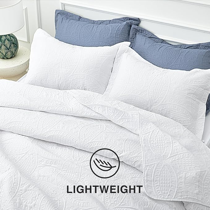 Love's cabin Quilts for Full Bed White Bedspreads Bedding Set - Image 6